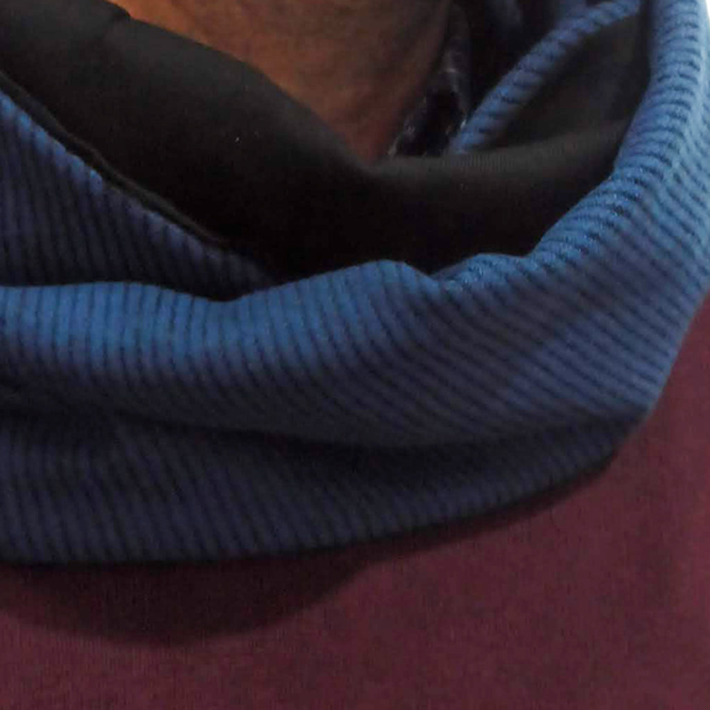 Bufanda Infinita Cuello Hombre · Líneas Diagonales Azul Negro