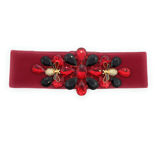 Cinturón Exclusivo Fiesta Cristales · Rojo Negro