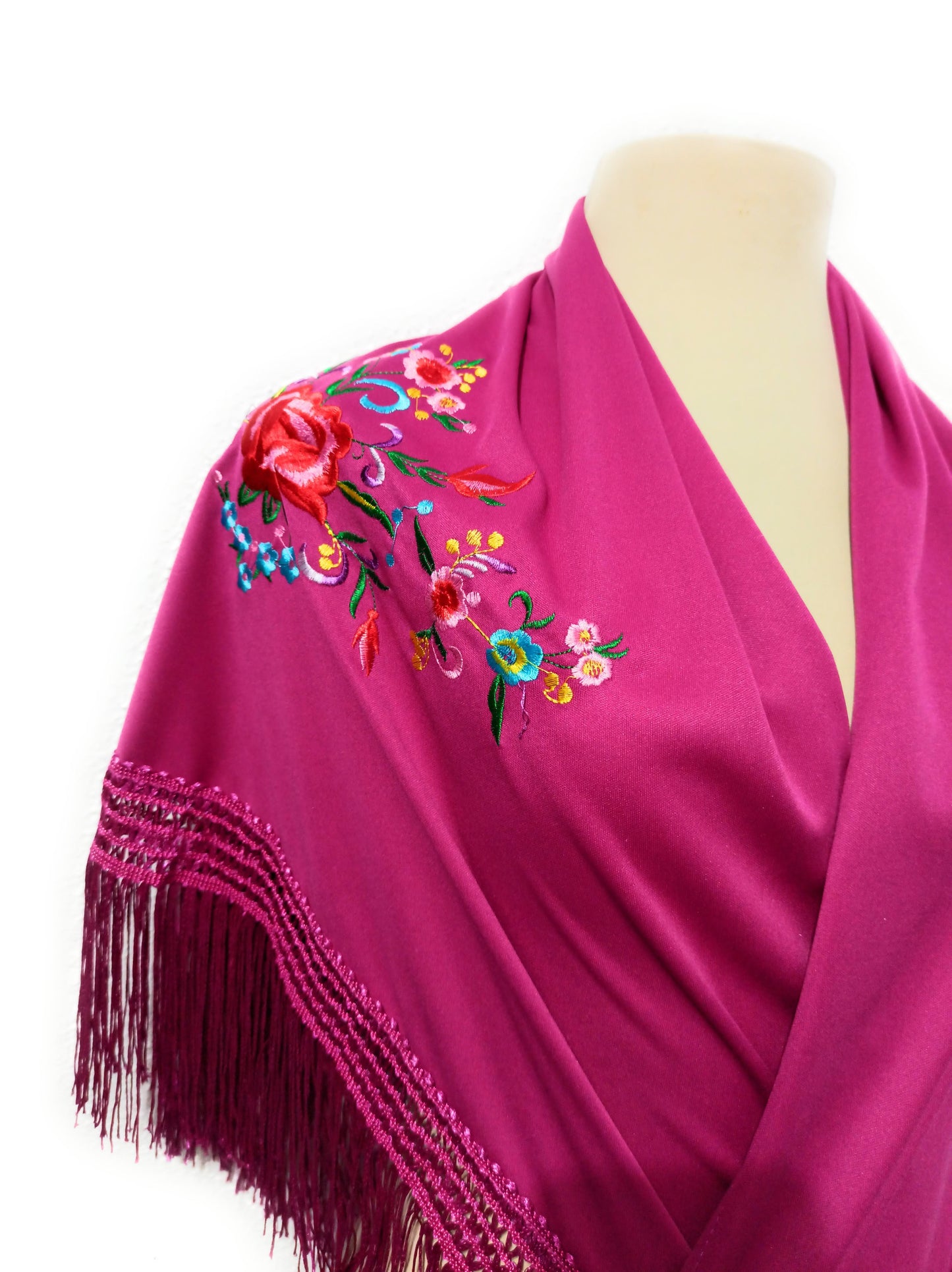 Mantón Flamenco Grande Bordado · Buganvilla Multicolor (175 x 85cm)