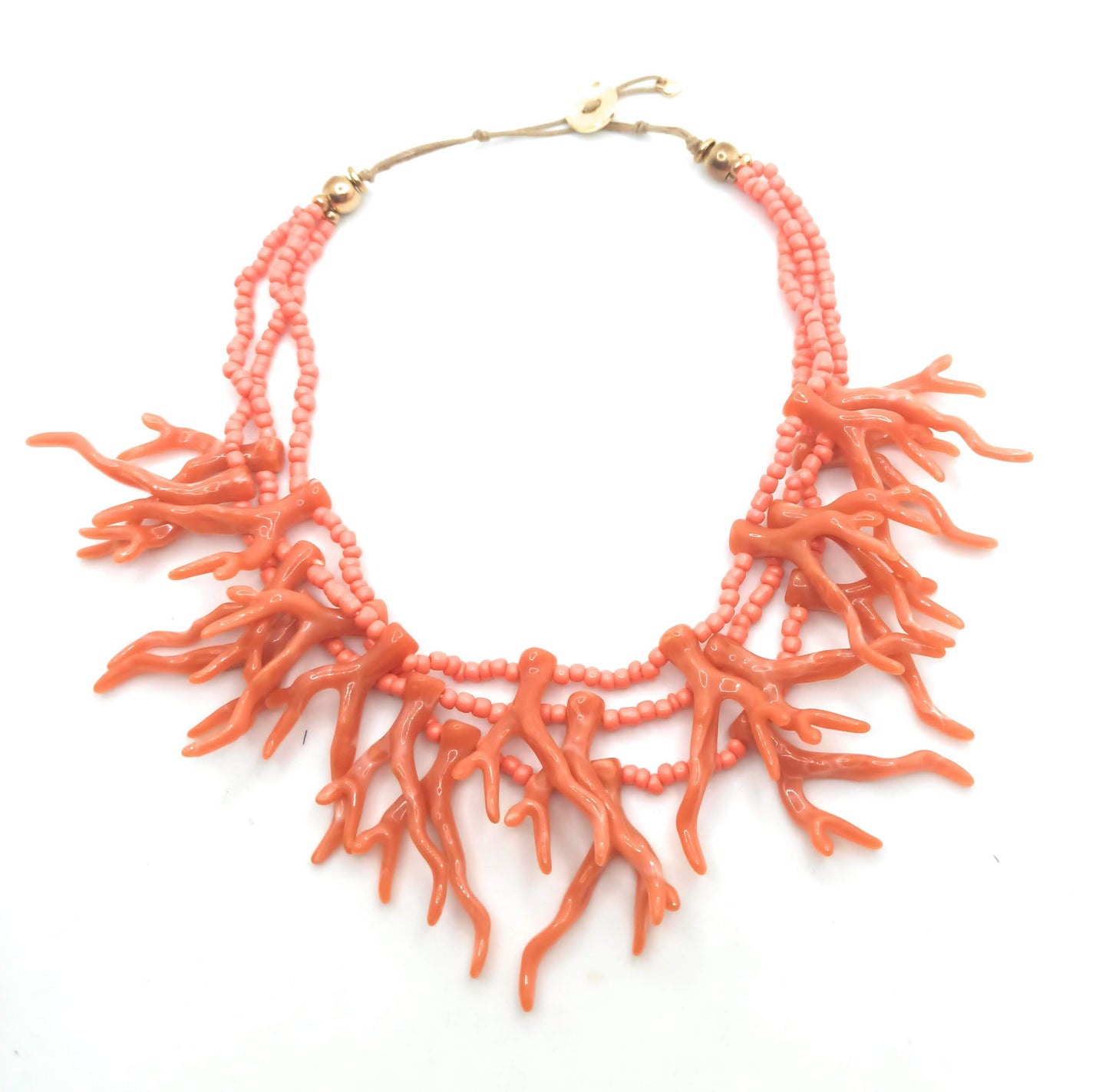 Collar Corto Triple · Coral Naranja