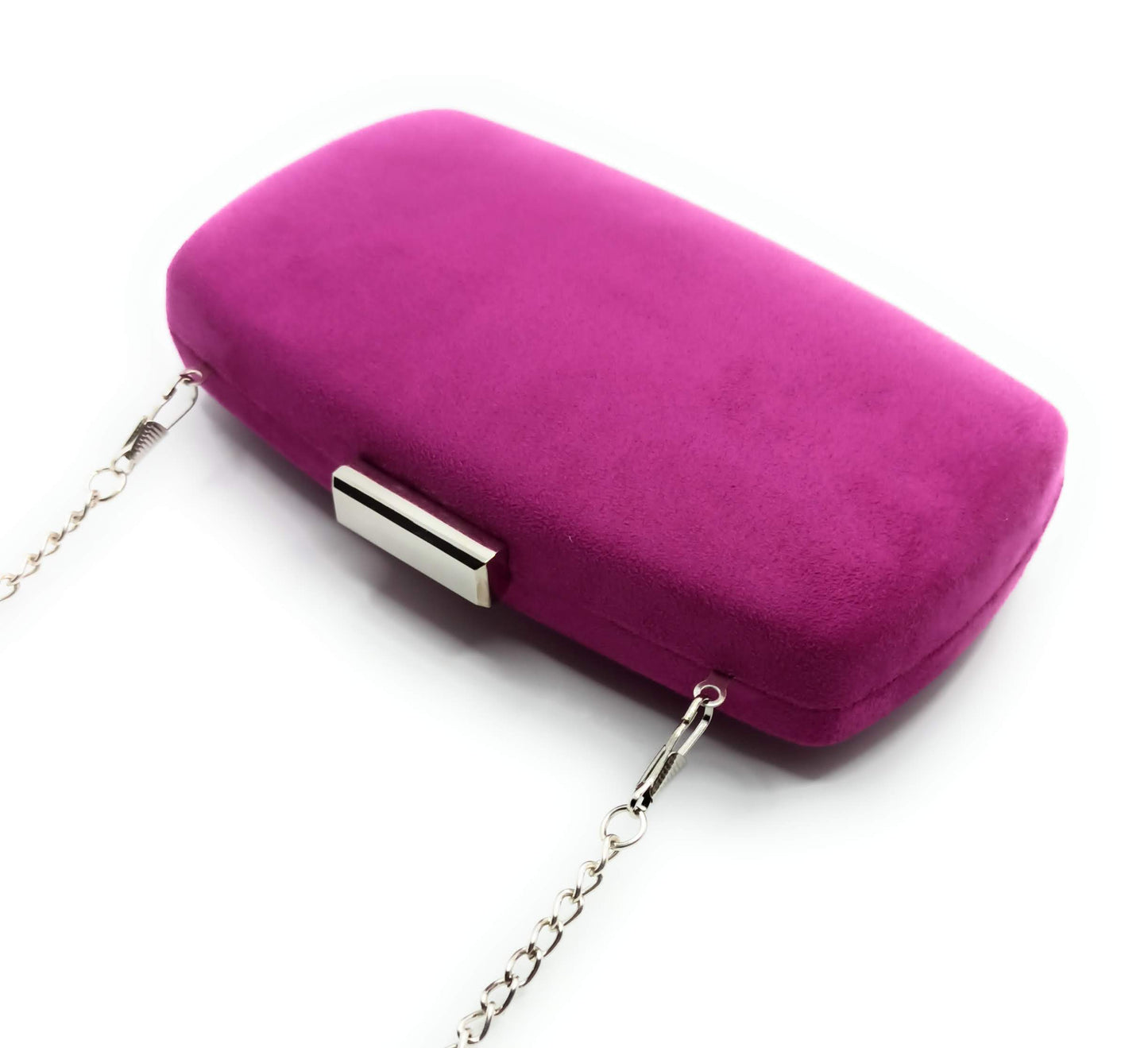 Cartera De Mano Bolso Fiesta · Ante Ovalado Violeta Plata