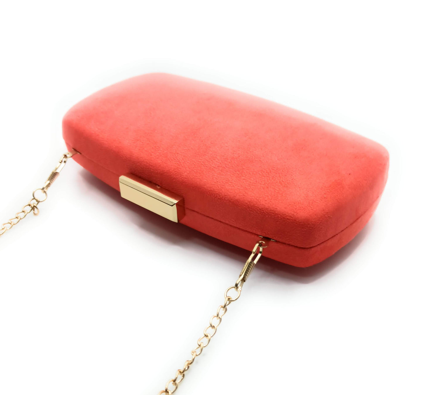 Abendclutch · Oval · Korallenfarbenes Wildleder