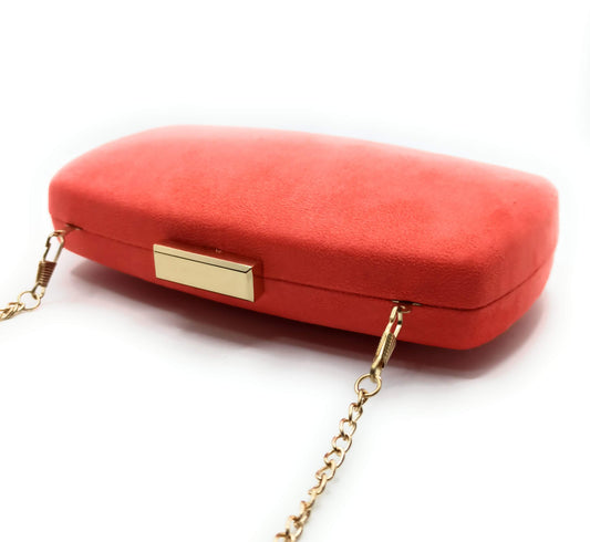 Cartera De Mano Bolso Fiesta · Ante Ovalado Naranja Oscuro (última unidad!)