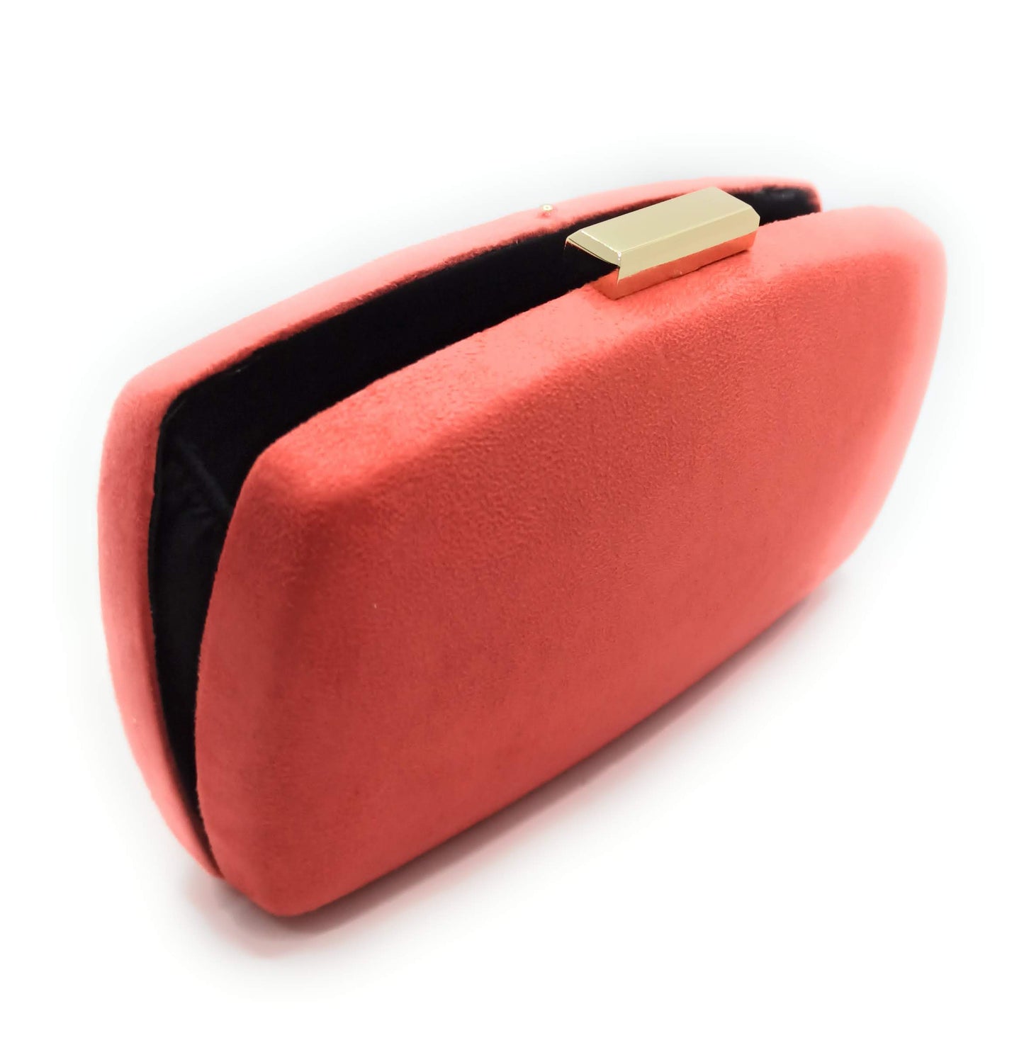 Abendclutch · Oval · Korallenfarbenes Wildleder
