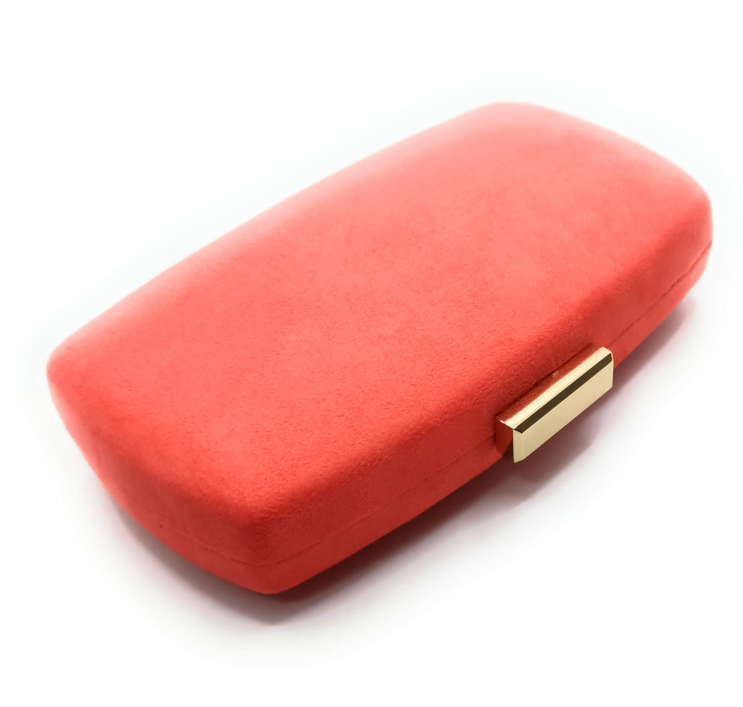 Abendclutch · Oval · Korallenfarbenes Wildleder
