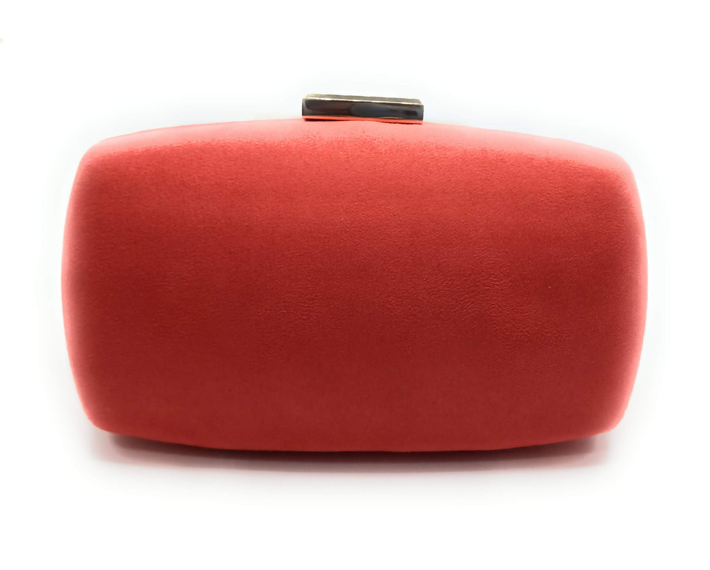 Abendclutch · Oval · Korallenfarbenes Wildleder