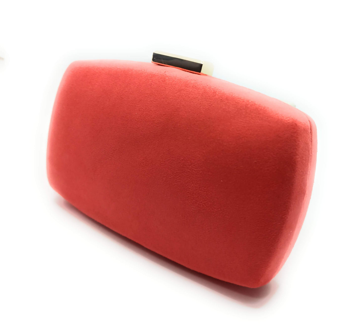 Abendclutch · Oval · Korallenfarbenes Wildleder