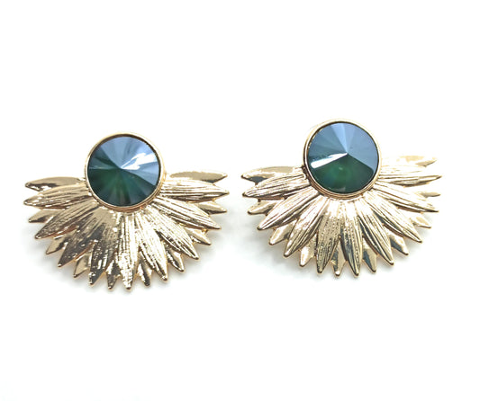Pendientes Dorados con Cristal · Oro Sol Verde