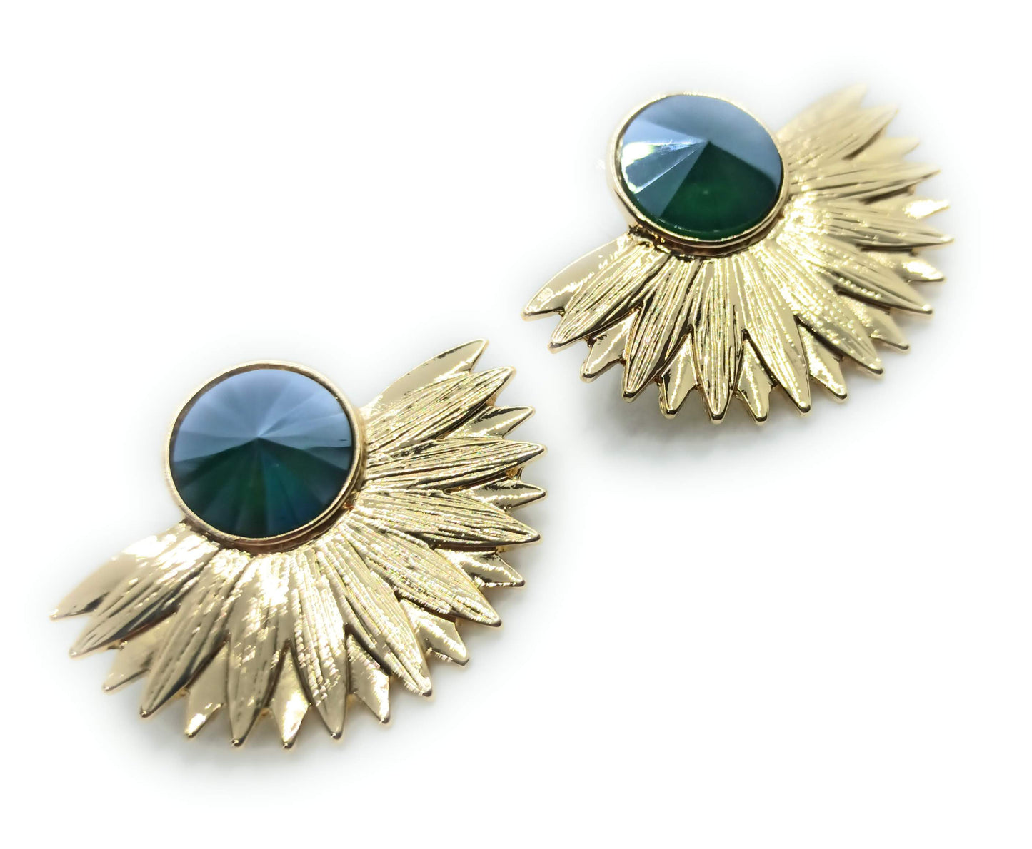 Pendientes Dorados con Cristal · Oro Sol Verde
