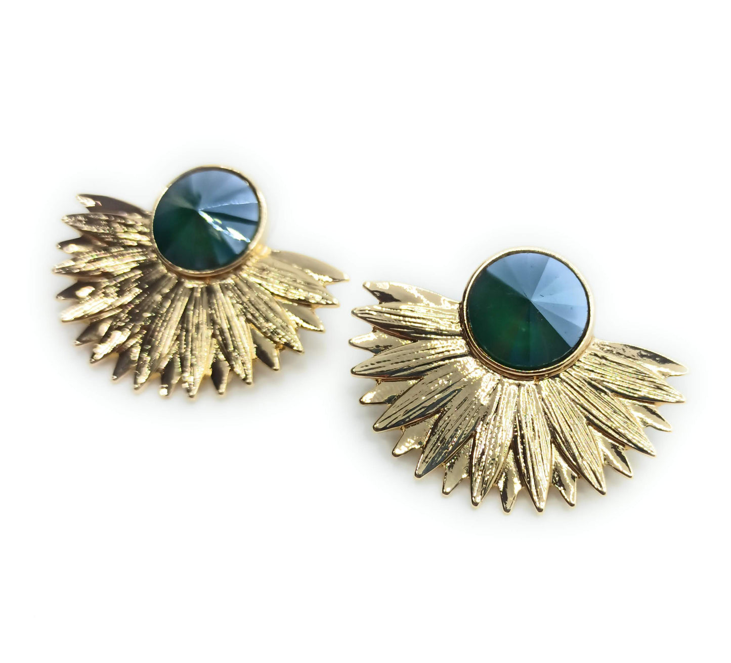 Pendientes Dorados con Cristal · Oro Sol Verde
