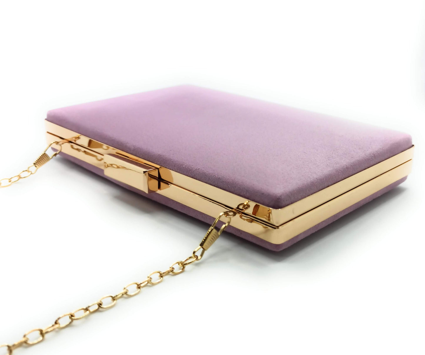 Rechteckige Abendclutch · Fliederfarbenes Wildleder