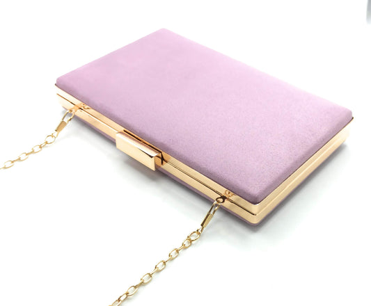 Rechteckige Abendclutch · Fliederfarbenes Wildleder