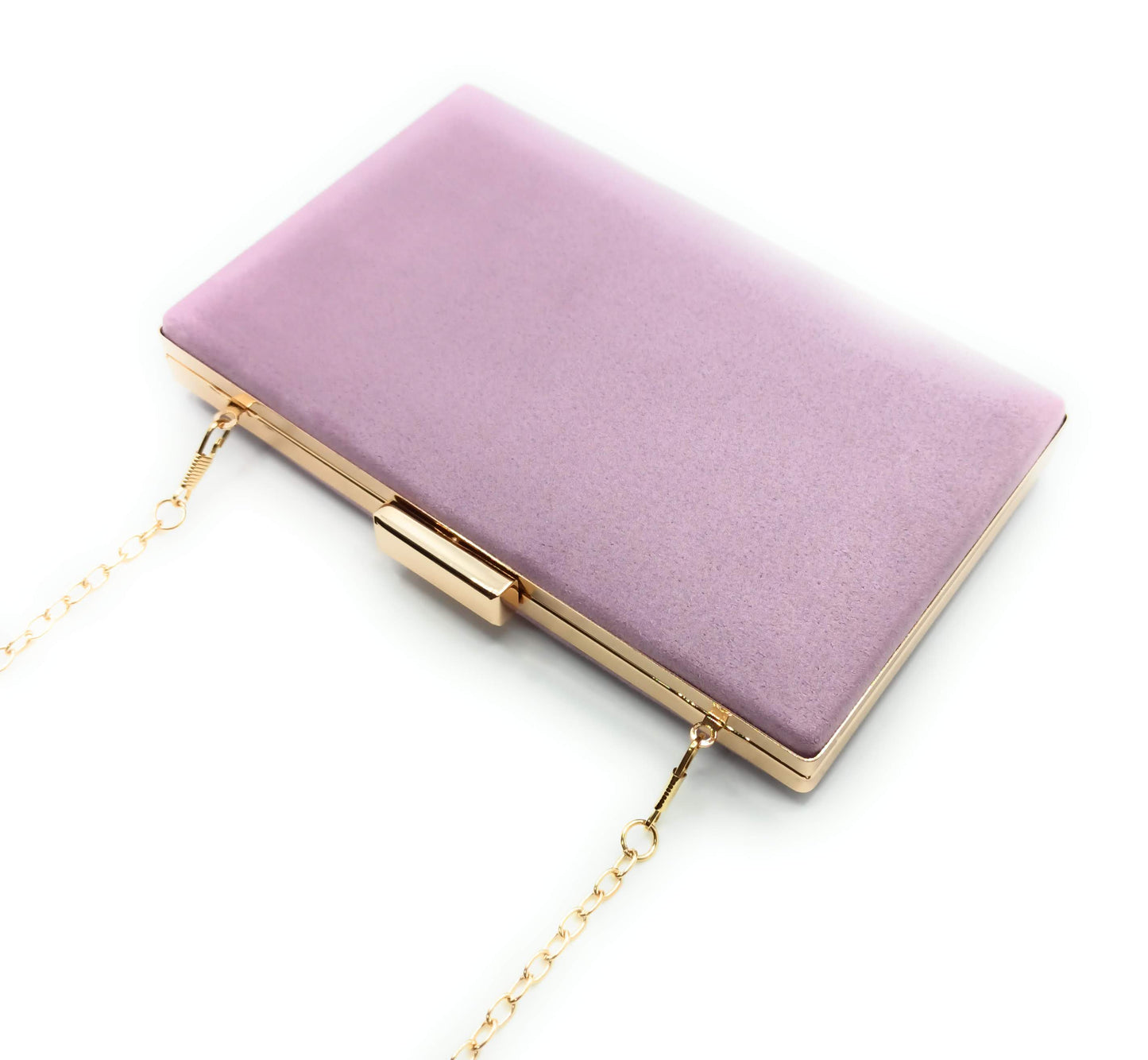 Rechteckige Abendclutch · Fliederfarbenes Wildleder