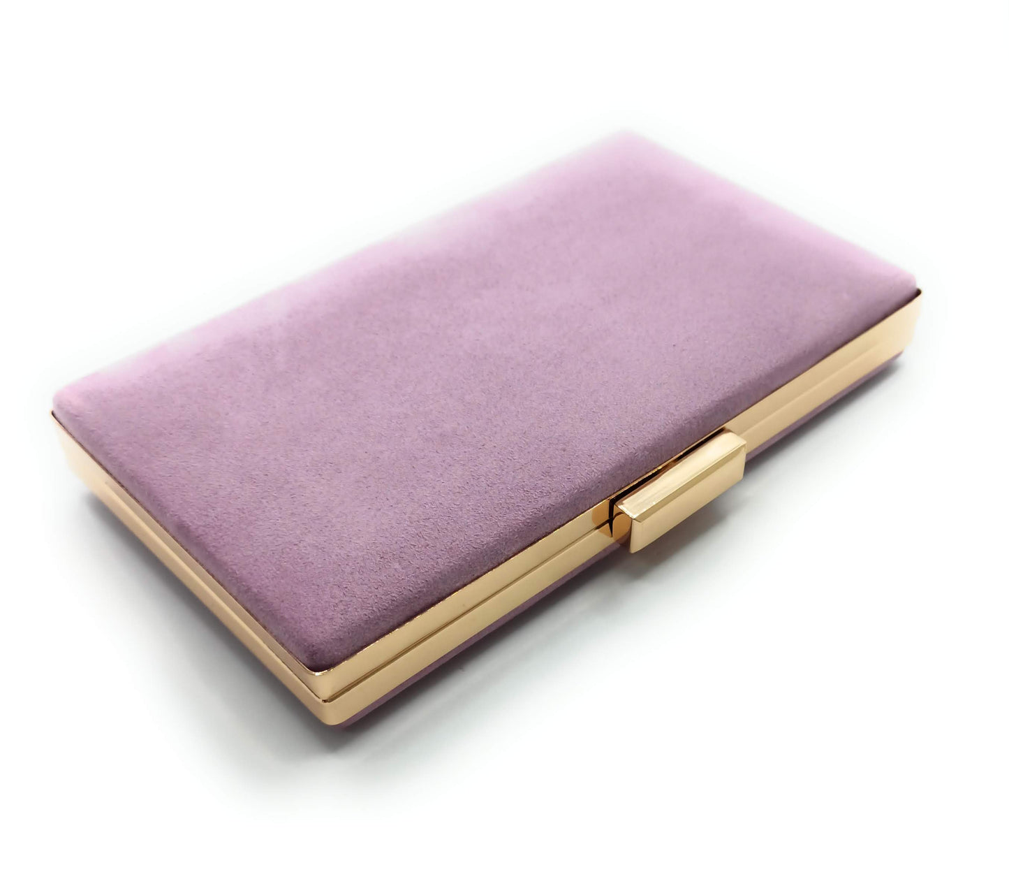 Rechteckige Abendclutch · Fliederfarbenes Wildleder