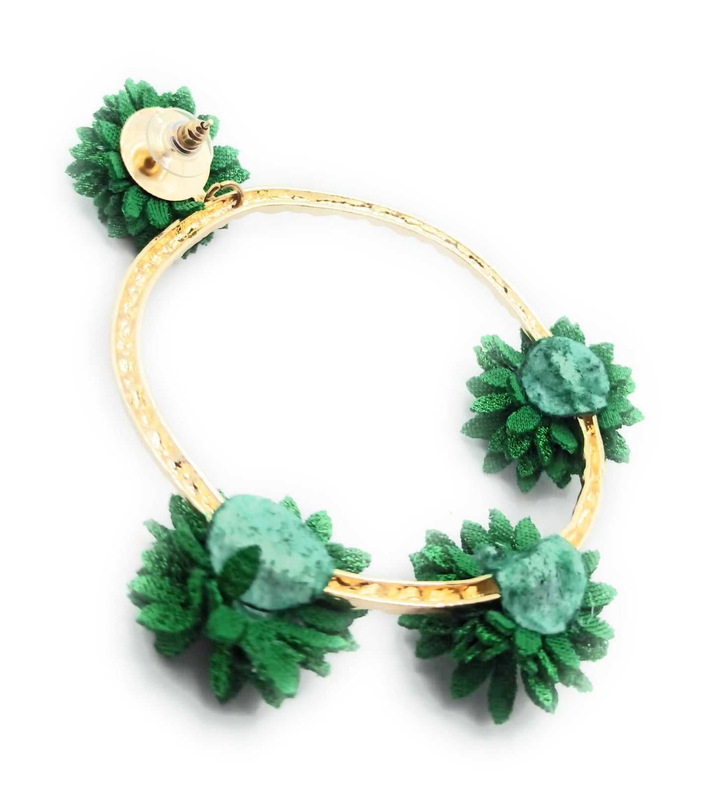 Pendientes flamenca dorado · Aro Flores Verde