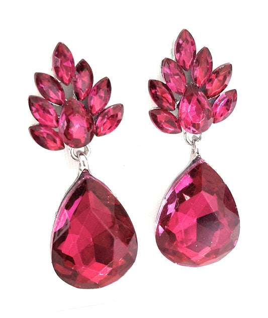 Pendientes Cristal Flor · Fucsia (última unidad!)