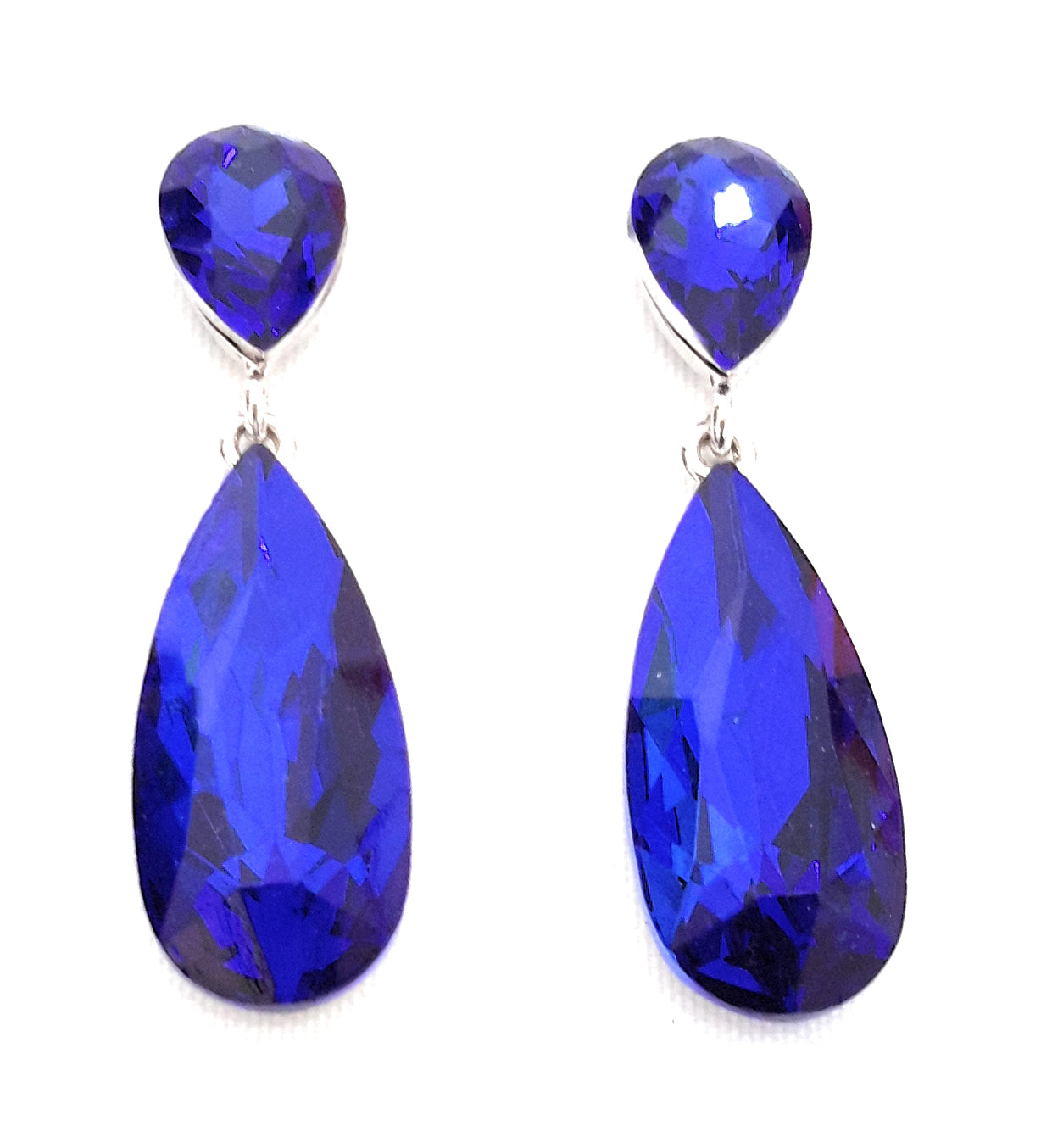 Pendientes Largos Cristales Brillantes · Azul Zafiro