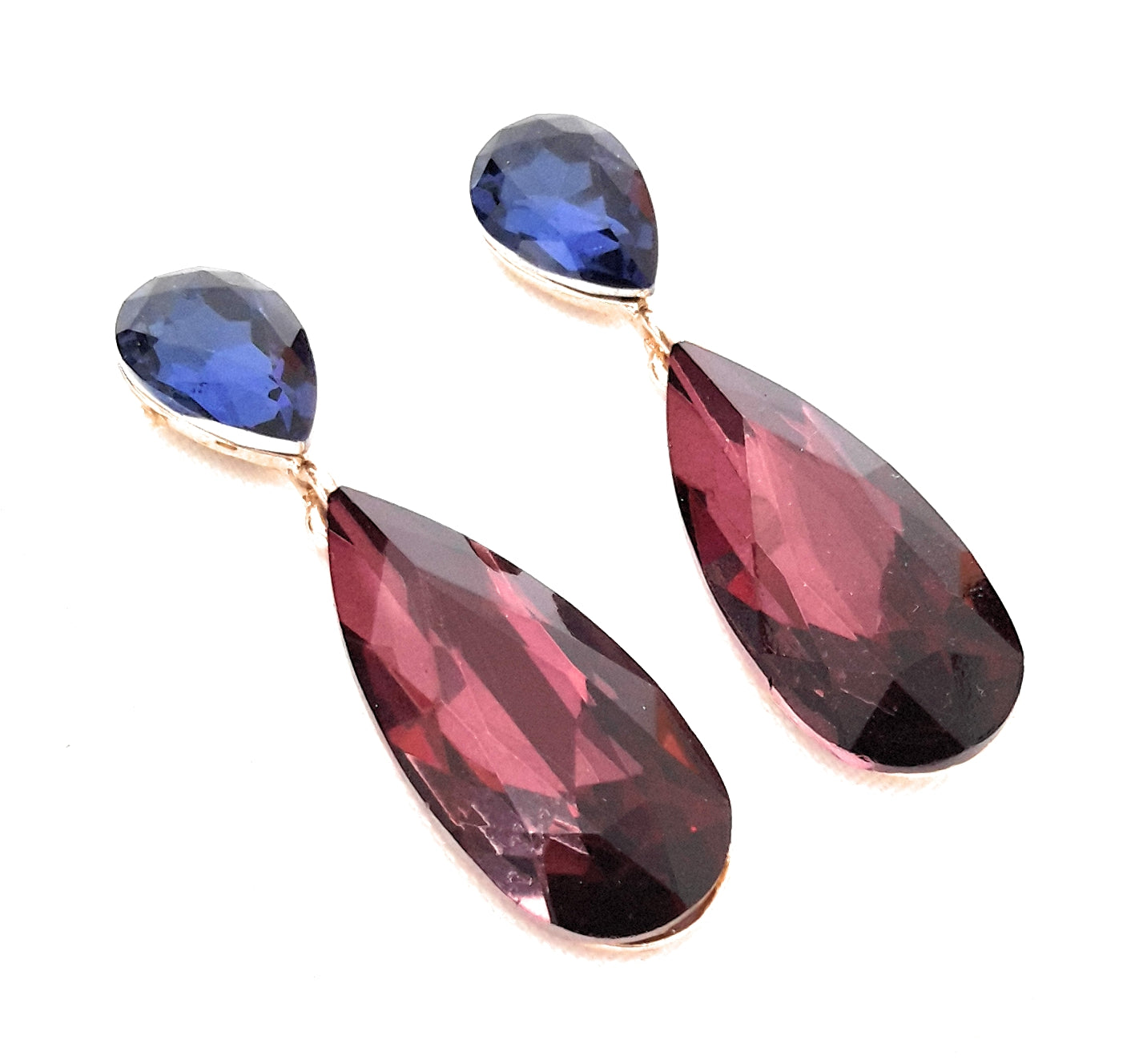 Pendientes Largos Cristales Brillantes · Azul Malva