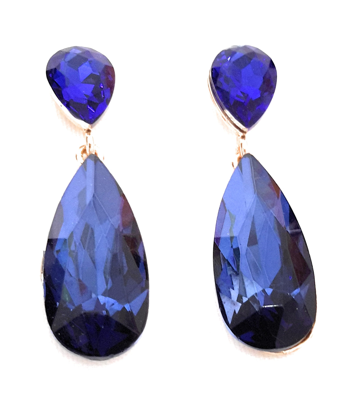 Pendientes Largos Cristales Brillantes · Azul Cobalto Marino