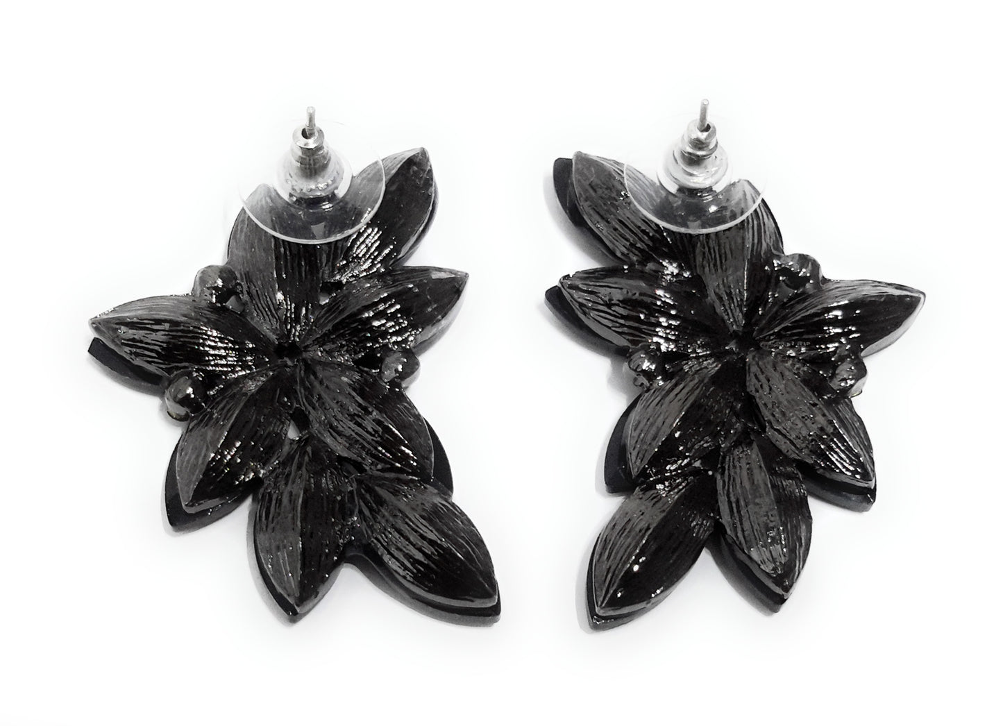 Pendientes Espectaculares Florales · Cristales Marino, Platino