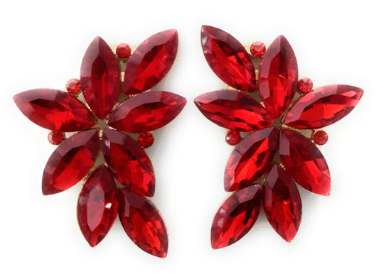 Pendientes Espectaculares Florales · Cristales Rojo, Oro