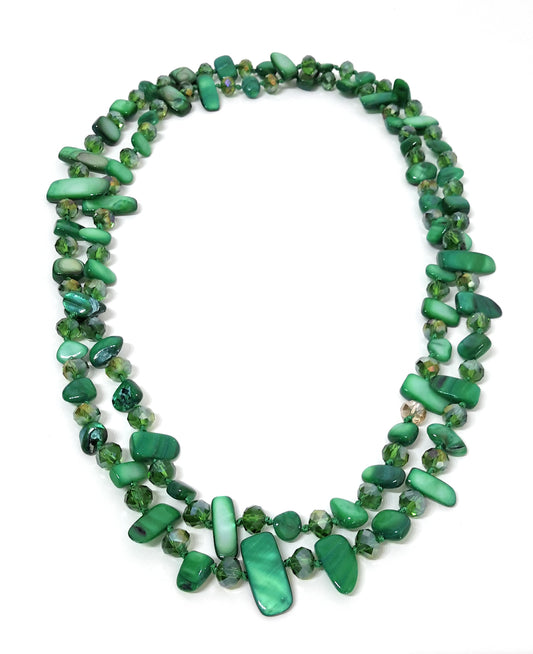 Collar Largo de Nácar · Verde Bosque