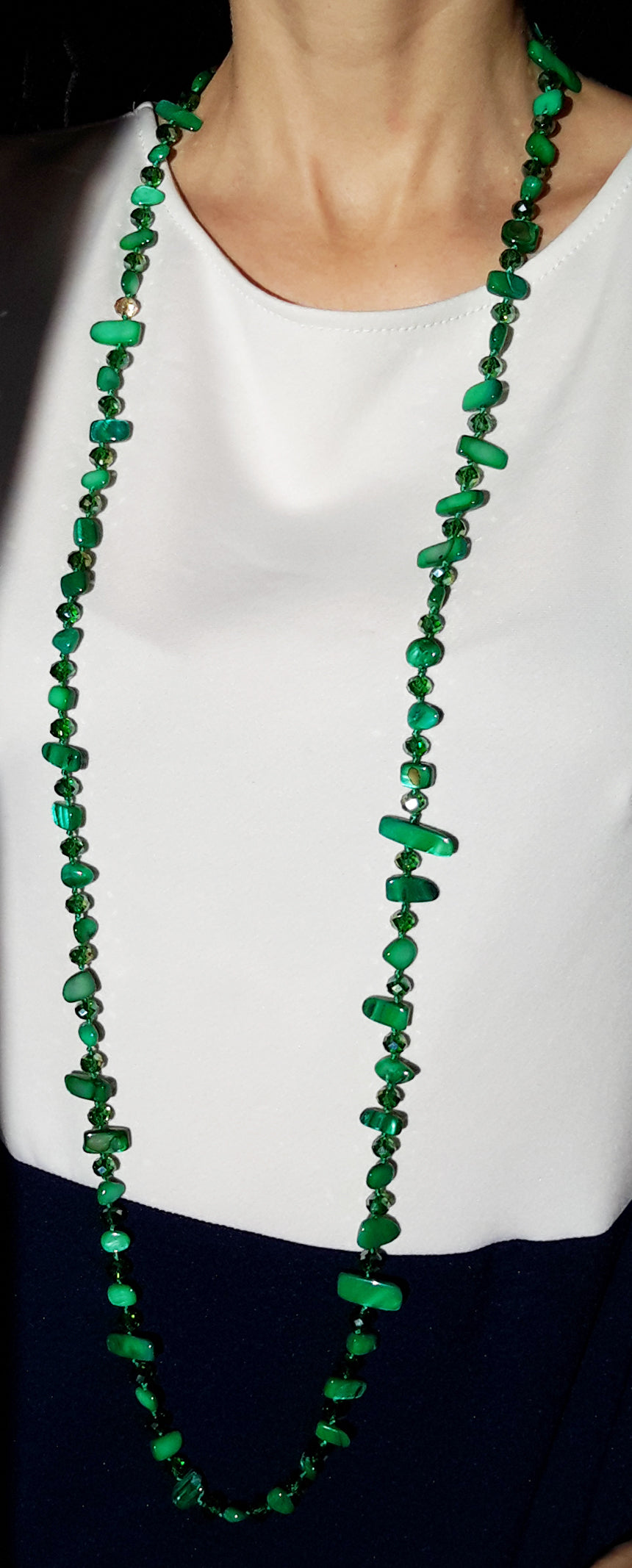Collar Largo de Nácar · Verde Bosque