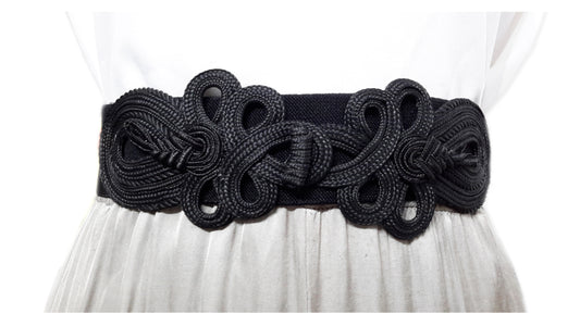 Cinturón Elástico Estilo Kimono · Negro