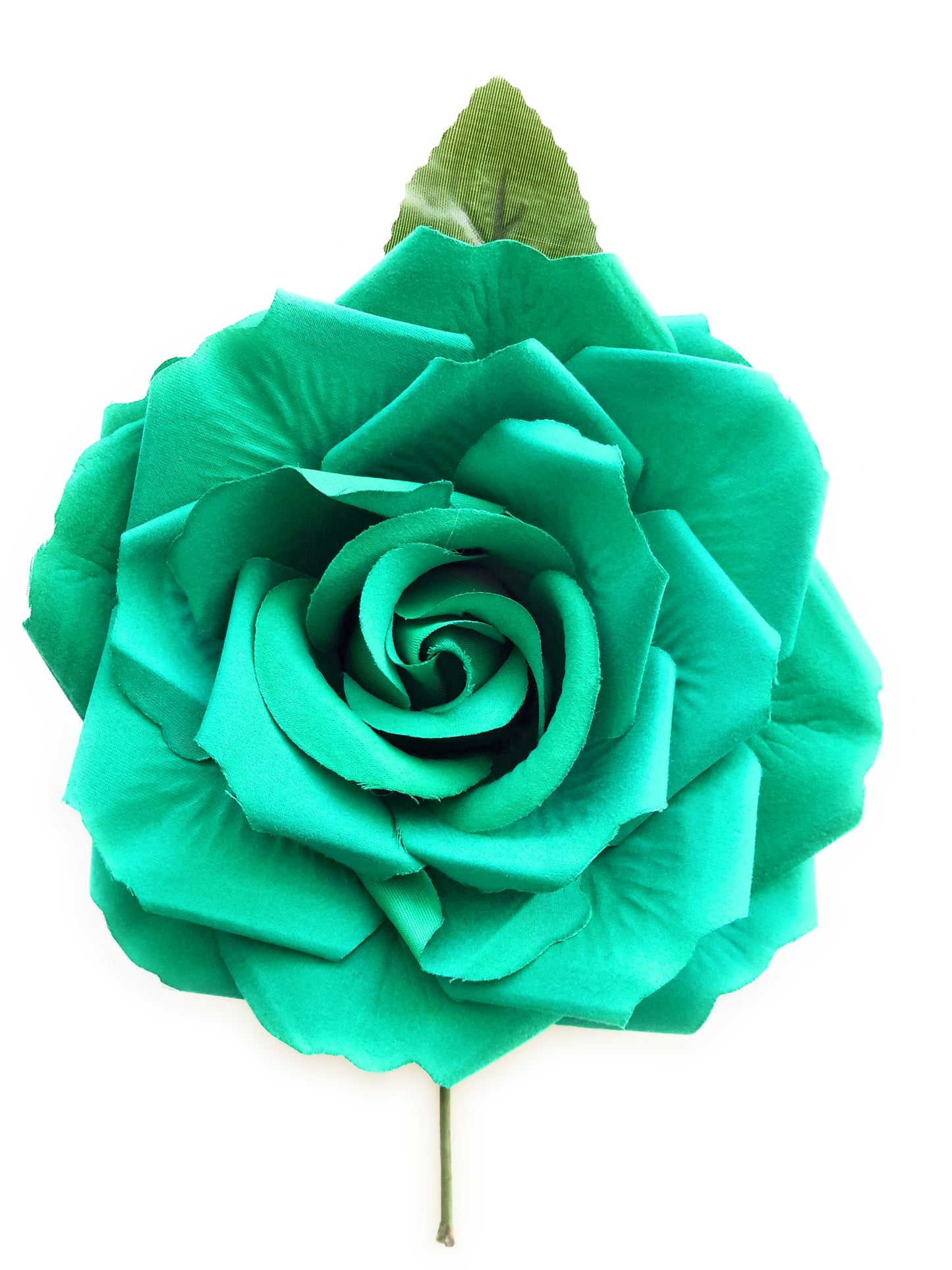 Flor Flamenca Pelo Grande Ø19cm · Verde Esmeralda