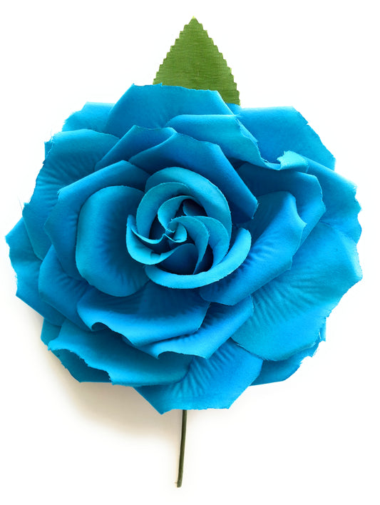 Flor Flamenca Pelo Grande Ø19cm · Azul Cielo