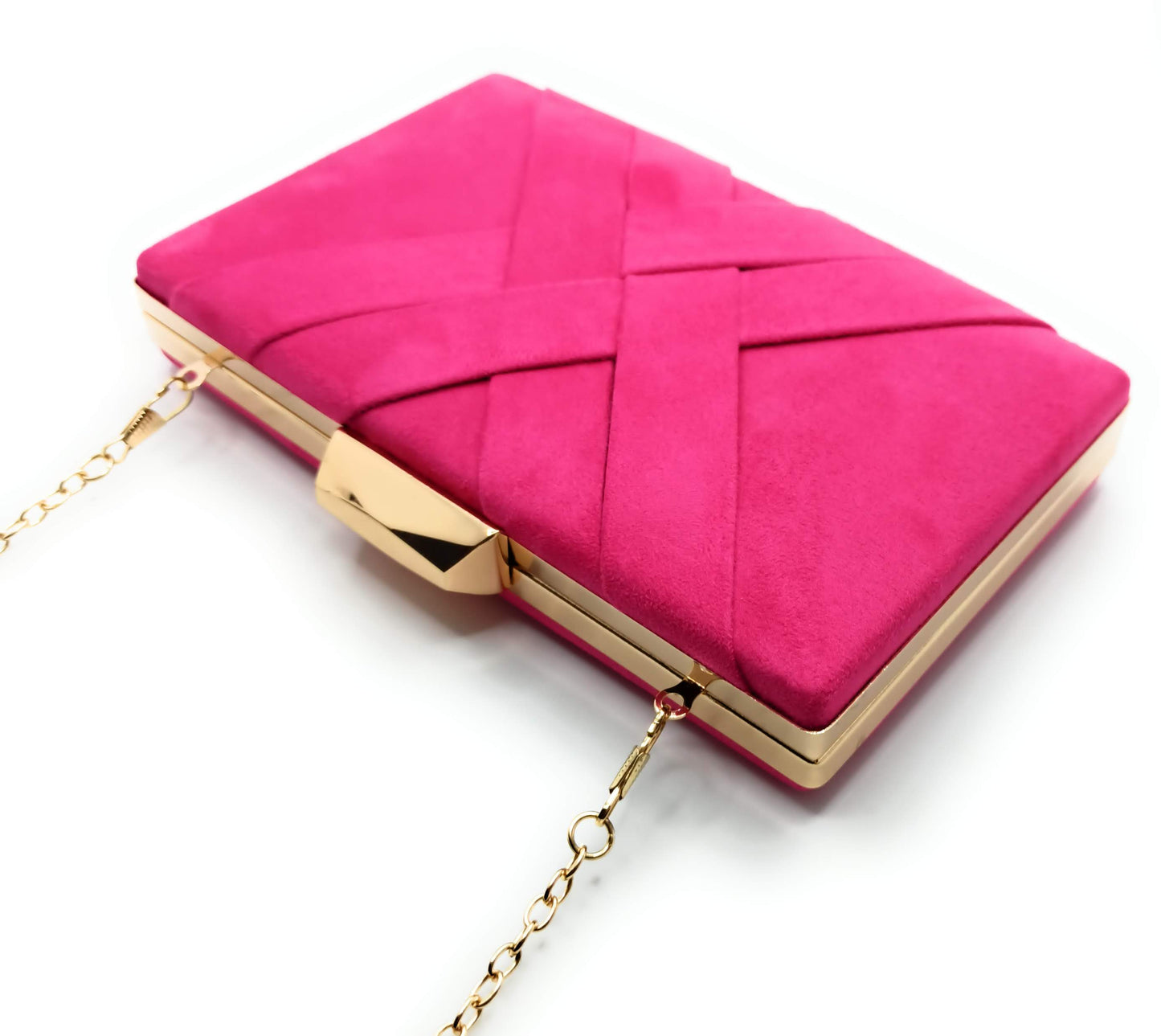 Cartera De Mano Bolso Fiesta · Cruzado Ante Fucsia (última unidad!)