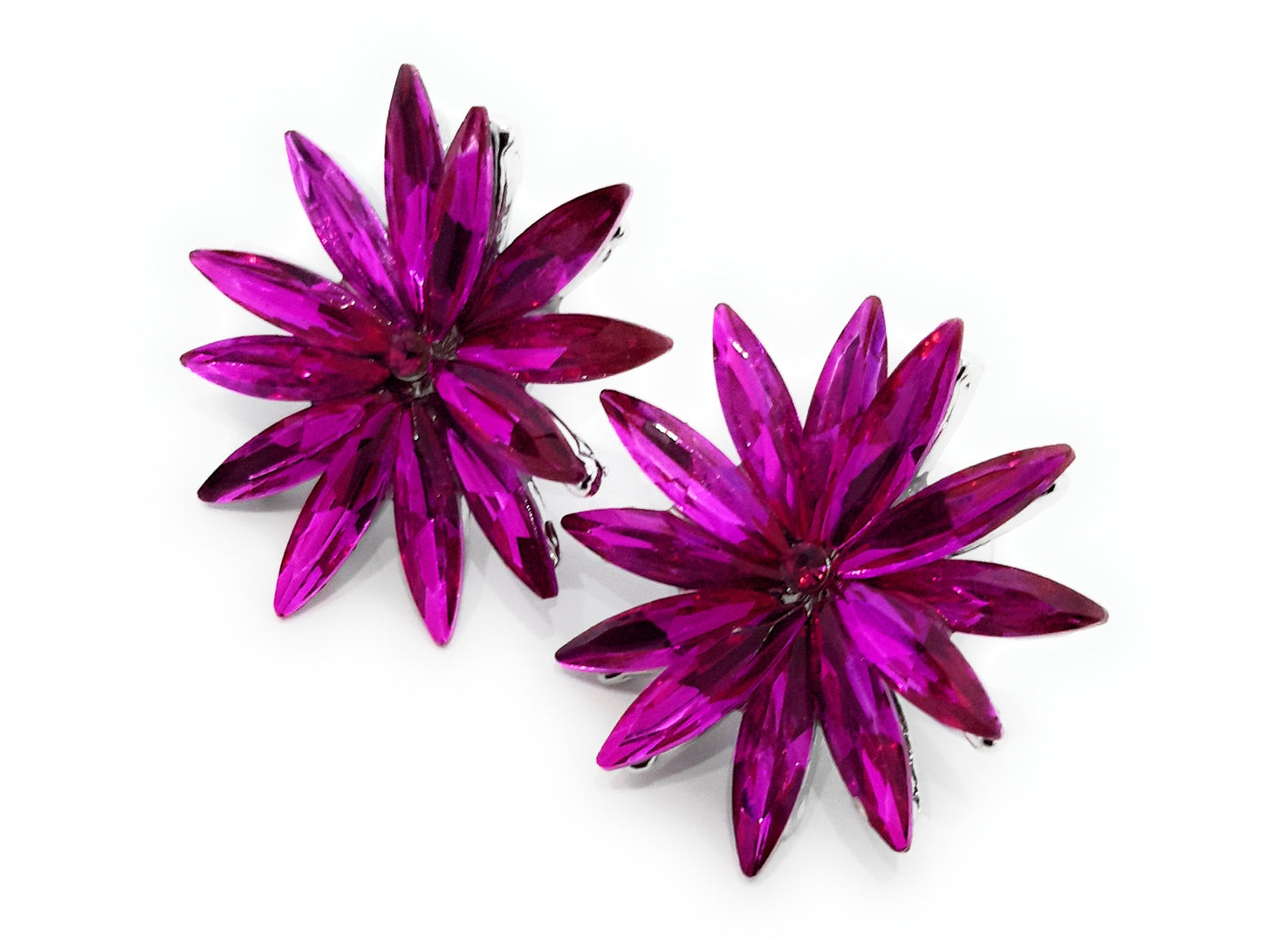 Pendientes Cristales Margarita · Fucsia Claro, Plata (última unidad!)