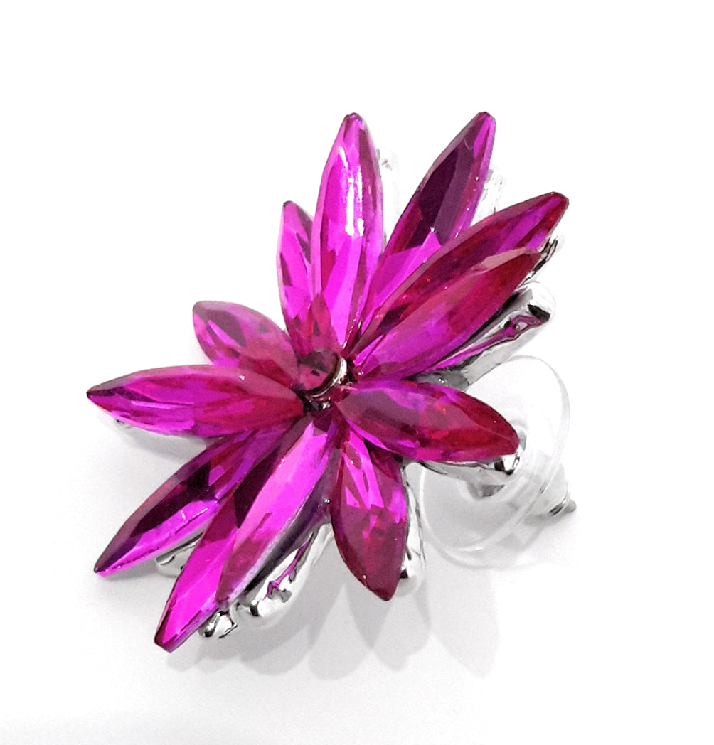 Pendientes Cristales Margarita · Fucsia Claro, Plata (última unidad!)