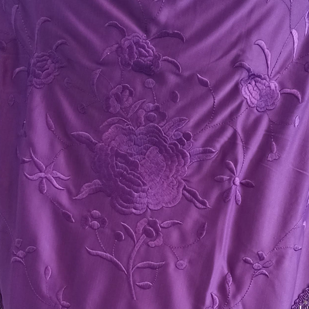 Mantón Flamenco Grande Bordado · Morado Bordado Morado Gran Flor (160 x 85cm)